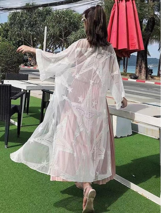 Lace Kimono W/ Star Pattern